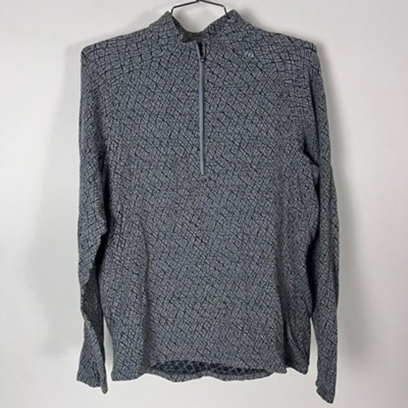 Lululemon Other - Lululemon Gray Surge Warm Half Zip Long Sleeve  Mock Neck Thumbholes Top Size L